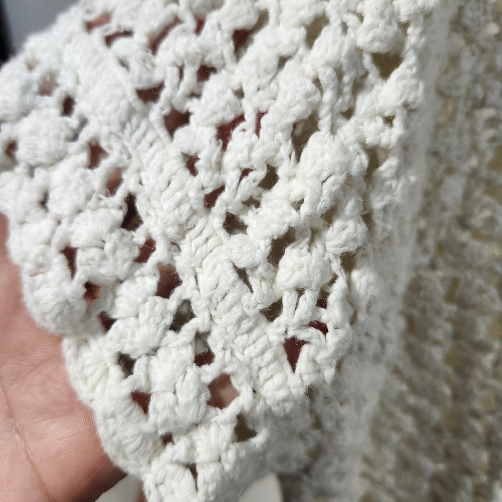 Denim 24/7 Womens 2X White Crochet Open Front Shrug Bolero Short Sleeve Cardigan - Picture 8 of 8